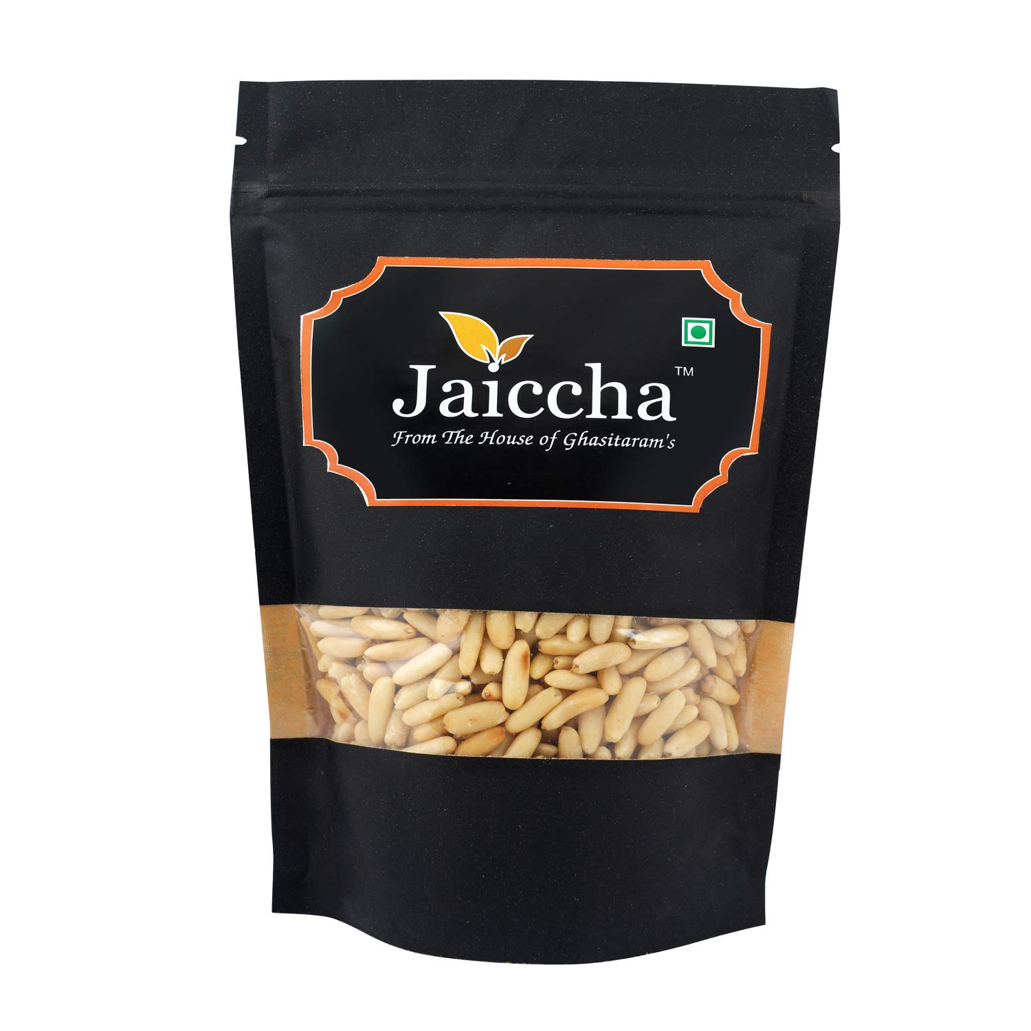 Jaiccha Ghasitaram Pine Nuts Without Shell (Chilgoza) 200 GMS in Black Paper Pouch