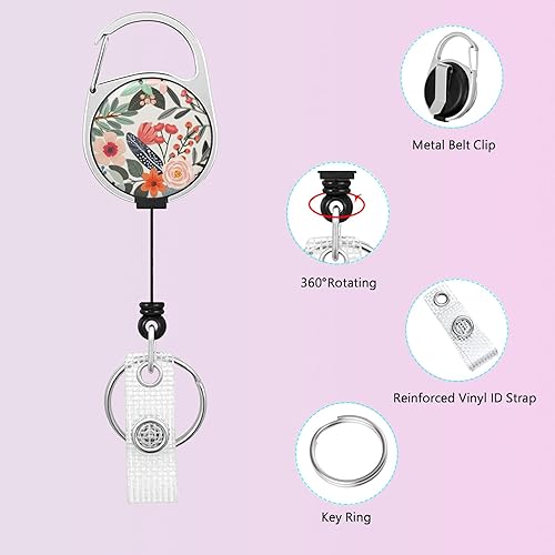 Miniatura 41 de Llavero retráctil de carrete de insignia, resistente con clip para cinturón, soporte para tarjetas de identificación verticales impermeables para 1