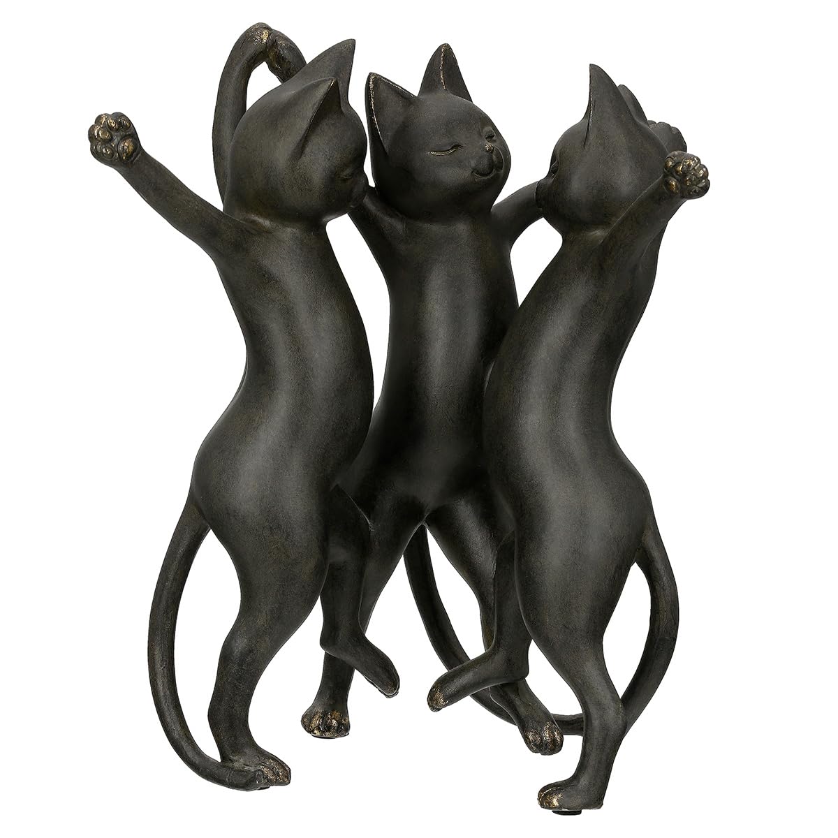 GILDE Figur Gatto - Kunstharz, schwarz, metallische Optik, Katze, H: 30,5 cm, B: 26 cm, T: 21 cm - Deko, Skulptur, Wohnaccessoire, Geschenk