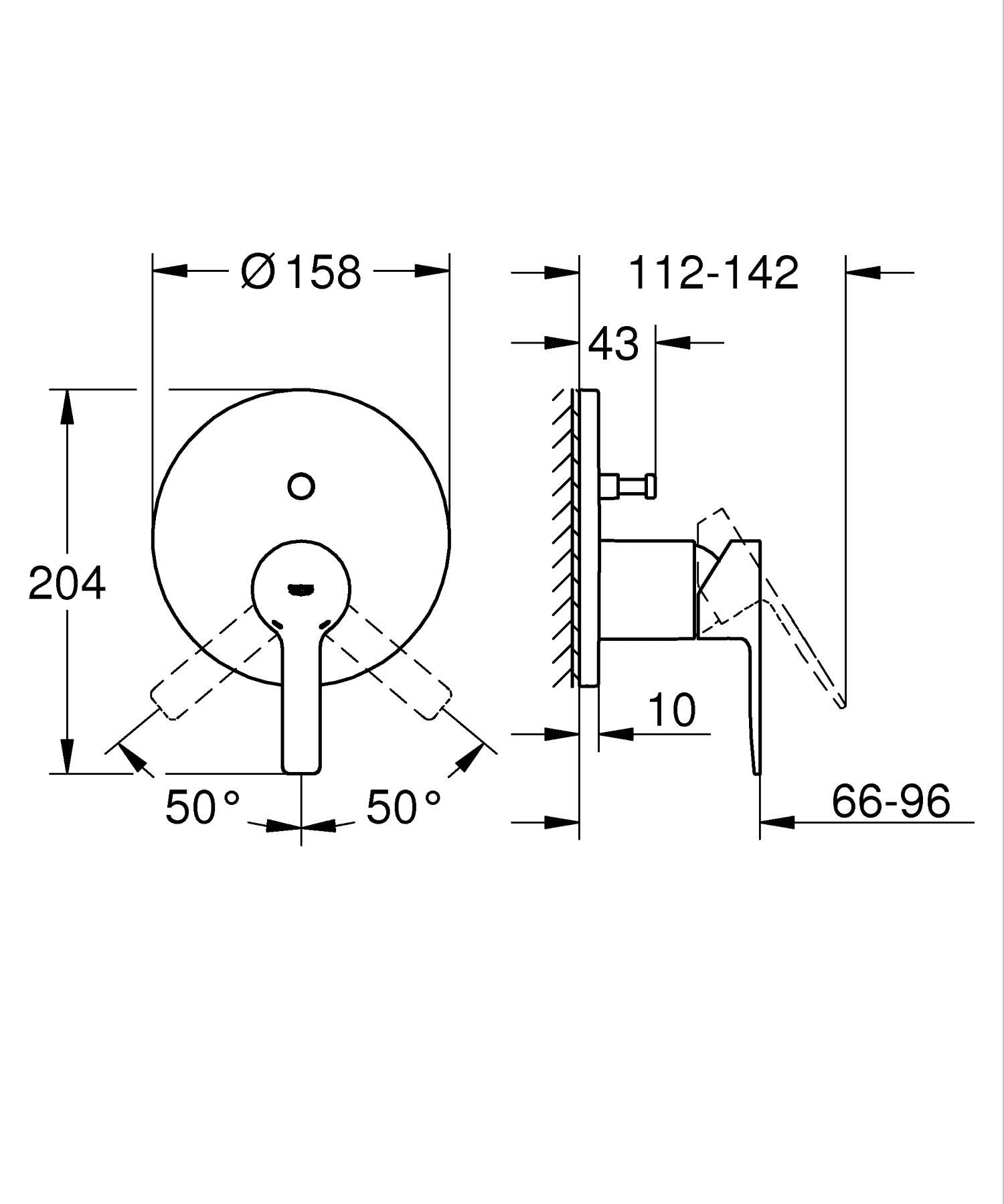 GROHE Lineare Set Finitura Miscelatore Doccia/Vasca Incasso Monocomando con Deviatore Automatico 2 Vie (Leva Metallica, Cartuccia Ceramica 46 mm, Senza Box da Incasso), Nero Opaco