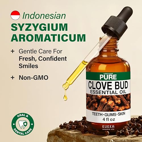 Miniatura 6 de Aceite de clavo para el cuidado bucal y aceite de menta para el cabello, juego de aceites esenciales 100% naturales de grado de aromaterapia, 2 x 4