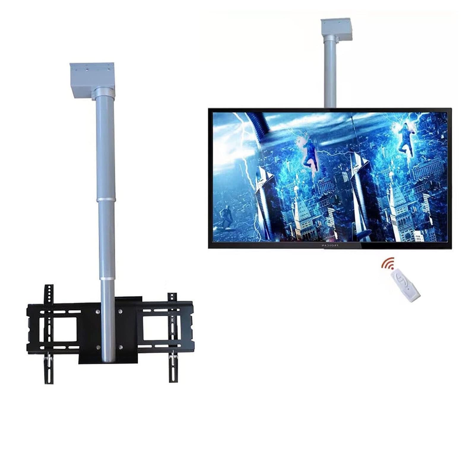 THEGA Motorized Ceiling TV Mount - Telescopic Electric TV Lift, Motorized Mount Lift With Remote Control, Adjustable Tilt TVs Ceiling Mount, Fits 26-70 Inch LED Screen TVs(120cm)