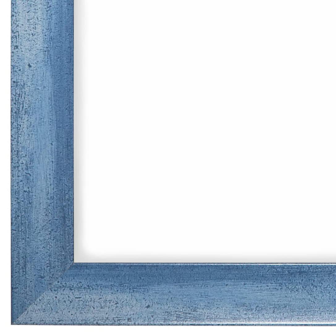 PrimeLuxe Holz Bilderrahmen 85 x 120 cm (Bildmaß) in Hell-Blau gewischt | Farbe und Größe wählbar | Rahmen für Poster | Puzzle | Foto collage | MADE IN GERMANY