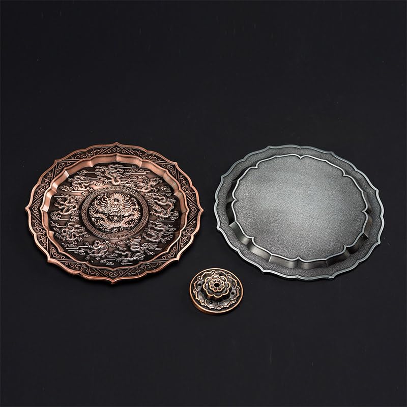 Quemador de Incienso de Cascada Quemador de incienso retro de dragones, base de incienso de aleación de 5 orificios, decoración de habitación, quemador de incienso de metal de sándalo for meditación Q