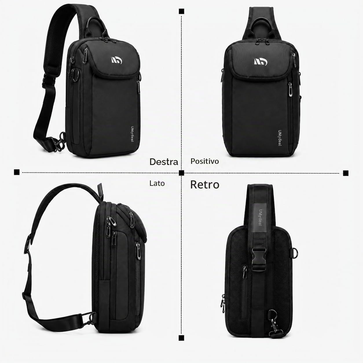 Borsa a tracolla, borsa a tracolla antifurto per uomo, impermeabile, multi tasche, borsa a tracolla per viaggi, sport casual