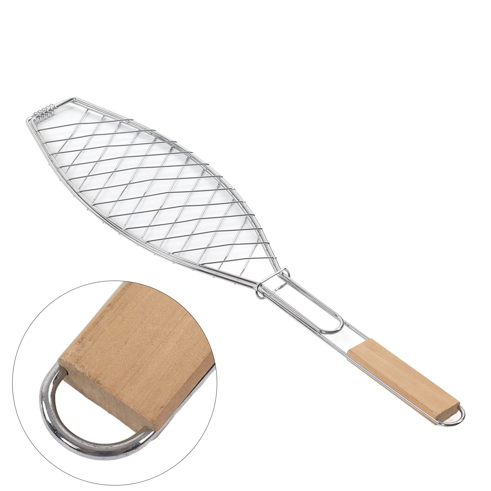 Cestello per Griglia, Compatto e Facile da Riporre, in Acciaio Inox, con Manico, per Grigliare Bistecche, Salsicce, Pollo, Costolette, Agnello, Mais, Patate, Pesce