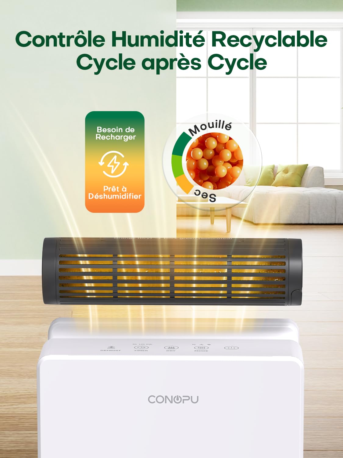 CONOPU Deshumidificateur D Air 2700ML, Déshumidificateur Maison