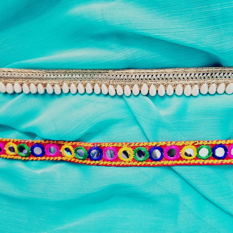 Two in One Belts | Combo of 2 Slim Belts for Girls | White Beads Belt + Colourful Mirror Belt (44) 1