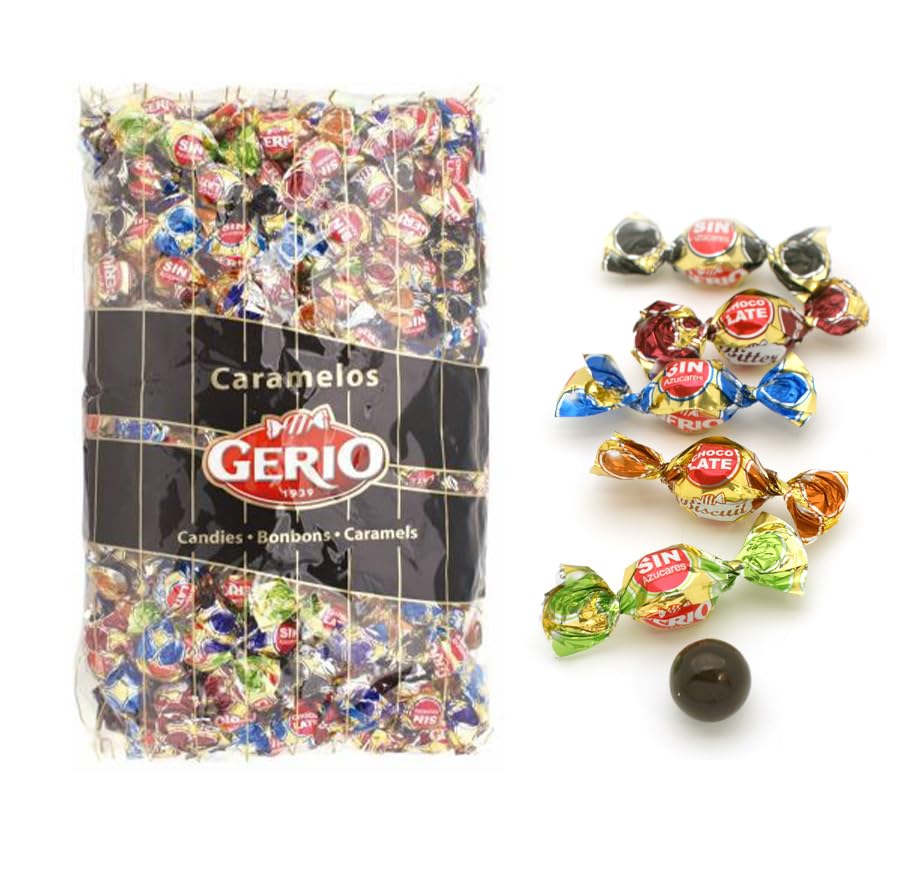GERIO Caramelos Gemischte Bonbons, Sortierte Pralinen-Mischung, Schokolade, 1 kg, ohne Alkohol