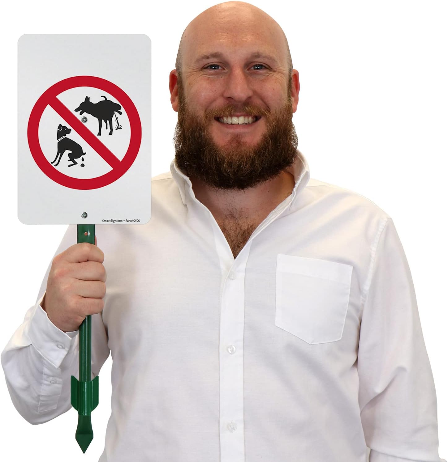 SmartSign 10 x 7 inch No Dog Pooping Peeing LawnPuppy Yard Sign and 18 inch Stake Kit, 40 mil Laminated Rustproof Aluminum, Red, Black and White, Set of 1