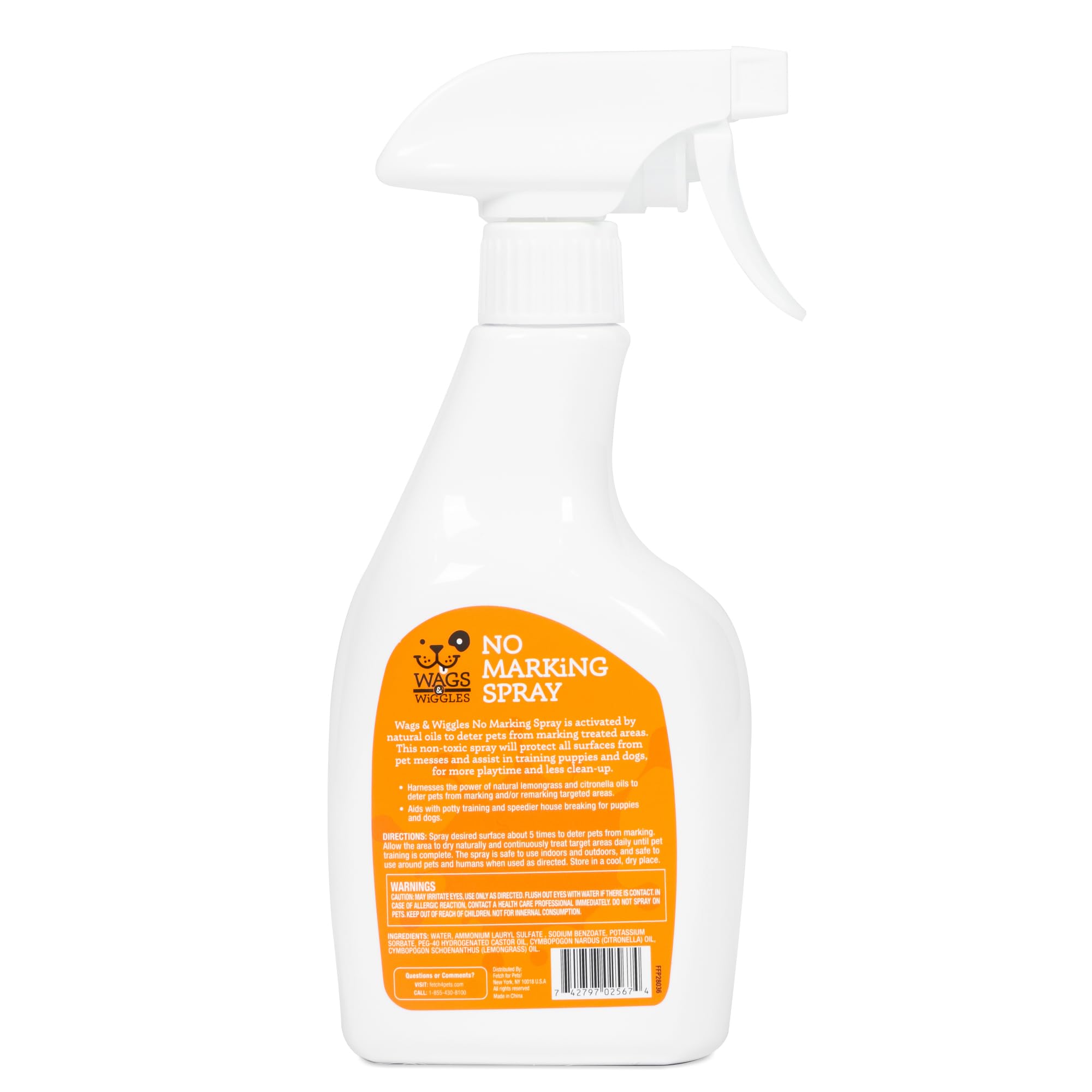 Wags & Wiggles No Marking Deterrent spray treningowy dla psów – środek odstraszający pies, środek odstraszający psiusiu i mocz, bez oznaczeń, idealny do treningu nocnego