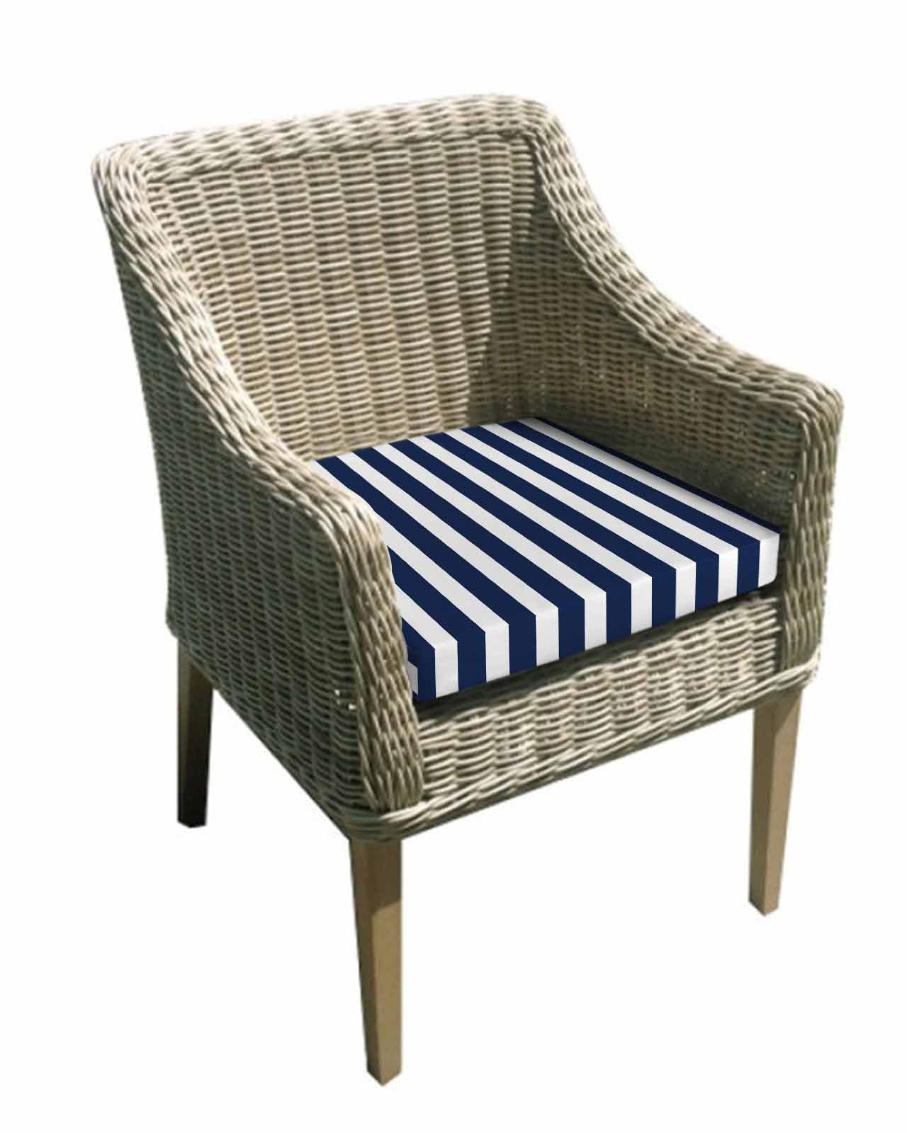 Pinroote Navy Blue Striped Patio Cushion Covers, Outdoor Cushion Covers Waterproof Seat Cushion Slipcovers, Modern Farmhouse Blue White Stripes Chair Cushion Cover for Garden Sofa 24