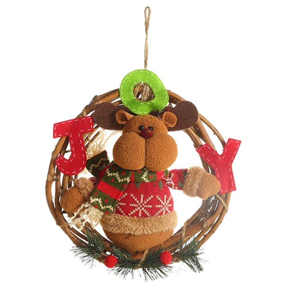 Guirlande De Noël Pendentif Décoratif Rotin Poupée Suspendus Ornements Père Noël/Bonhomme De Neige/Renne 2