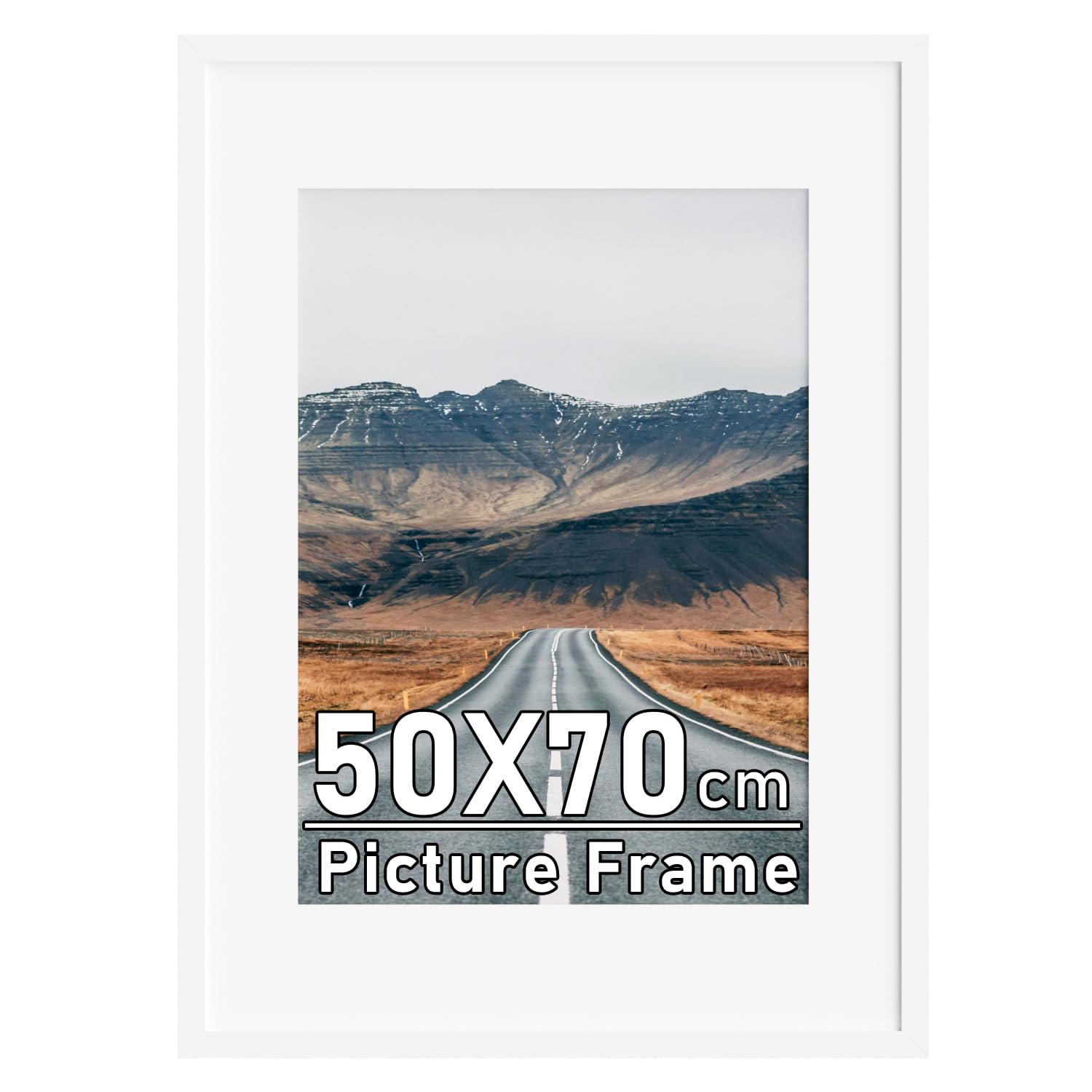 50x70cm Picture Frame with Removable A2 Mount, Black Wooden Photo Frames