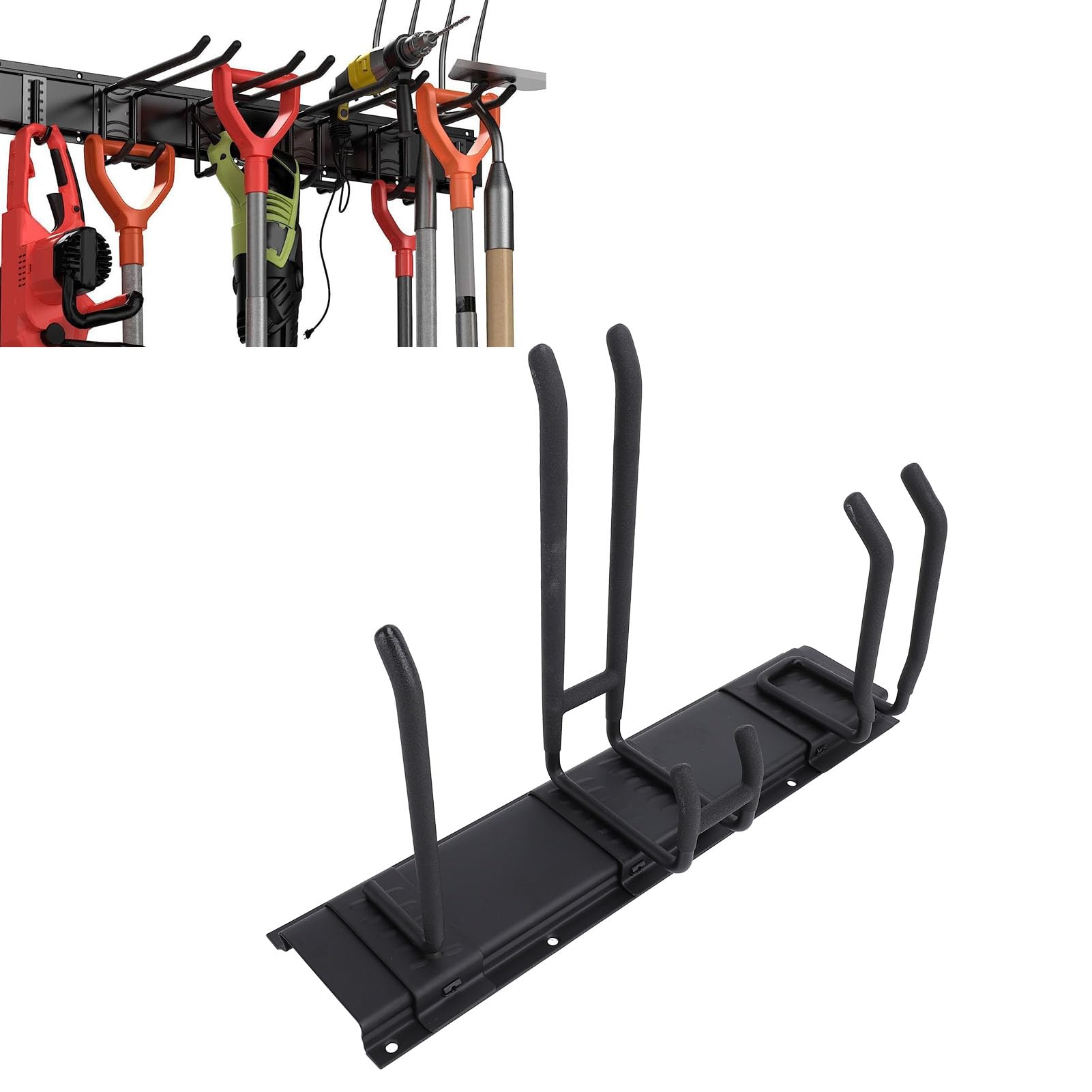 Ejoyous Garden Tools Organizer Wall Mount, Heavy Duty Tool Storage Rack with 7 Hooks, Hold Up to 330lb for Rakes Brooms - Image 2