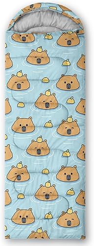 Vista 17 de Axolotl Moon Stars - Saco de dormir para niños, saco de dormir ligero y cálido para clima frío, saco de dormir portátil impermeable para camping