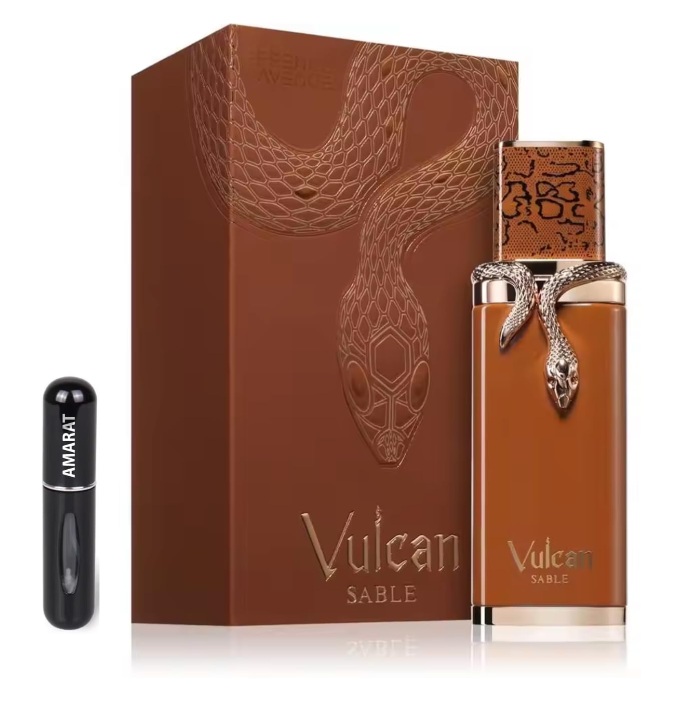 Profumo Vulcan Sable Eau de Parfum 100 ml, Profumo Arabo Unisex a Lunga Durata, Include Atomizzatore Ricaricabile 5ML, Fragranza Orientale e Legnosa con Note di Whisky, Cacao e Vaniglia (Vulcan Sable)