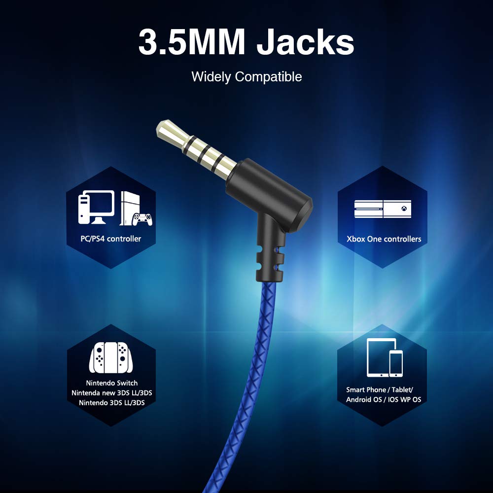 BENGOO G16 - Auricolari da gioco cablati con doppio microfono, con cancellazione del rumore, cuffie in-ear per computer, iPhone PlayStation 4 e 5, Super Nintendo, Sony PSP