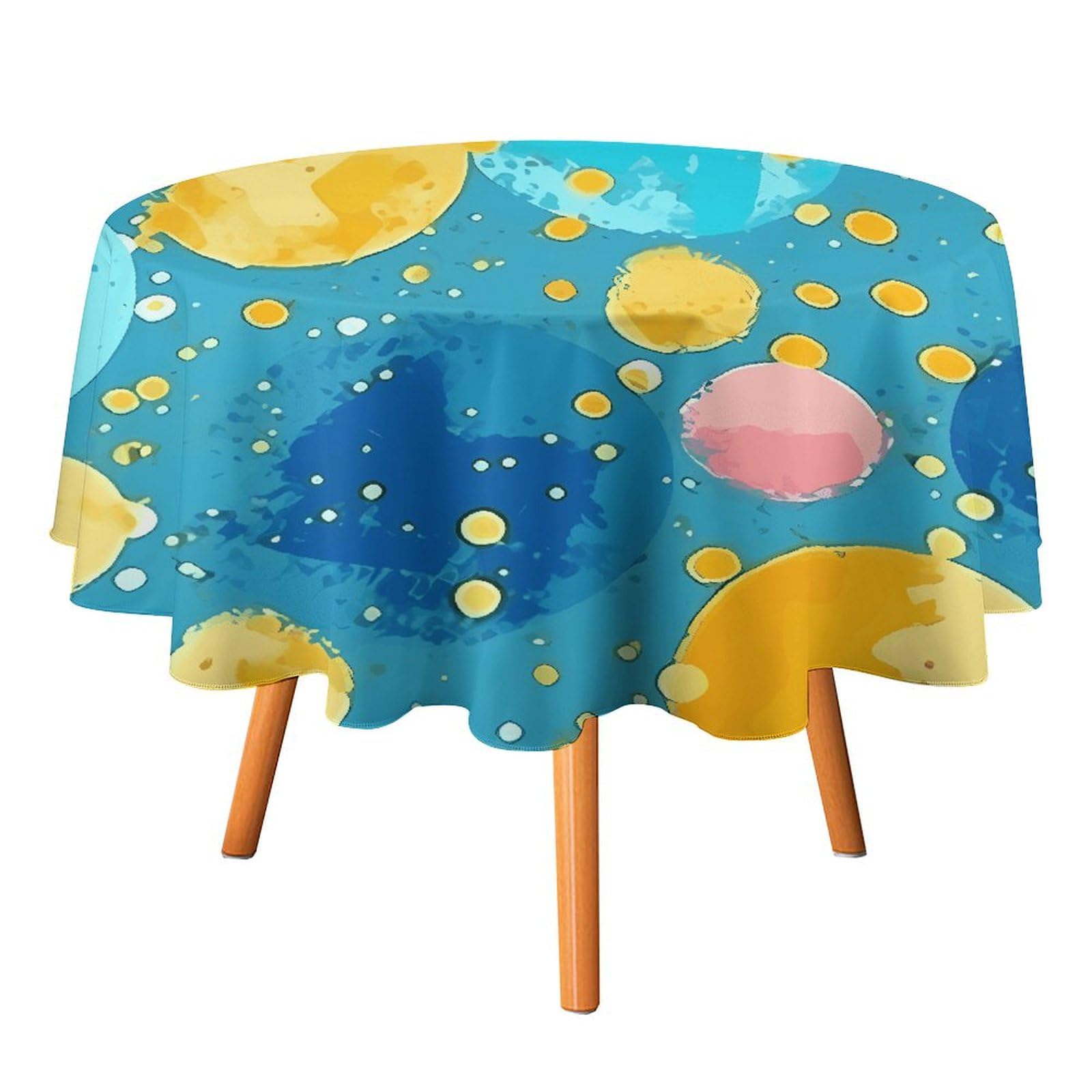 Nappe ronde à pois colorés lavable de 152 cm pour salle à manger et fête