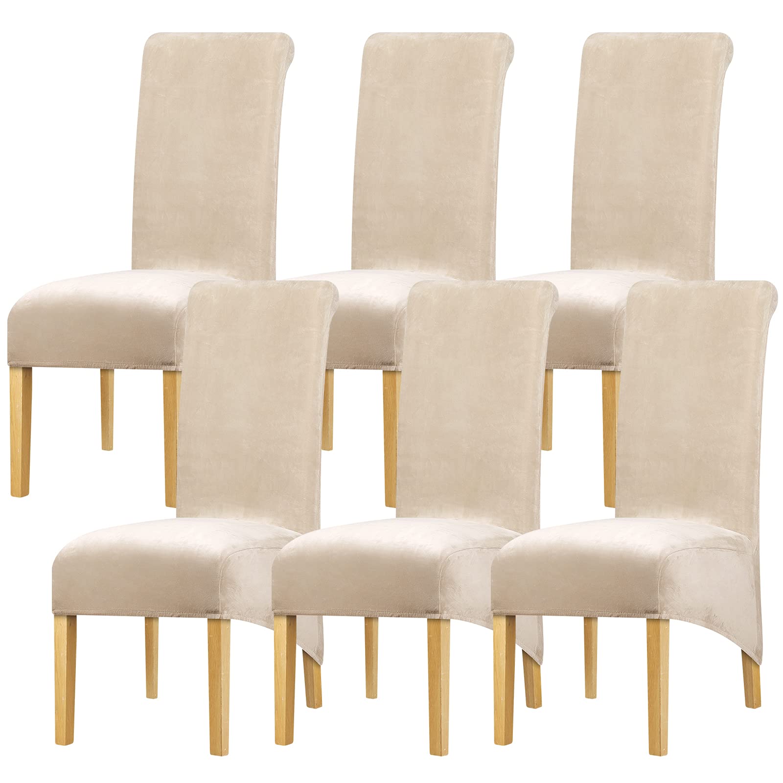 Leorate Dining Chair Slipcovers XL Size High Back Chair Covers Stretch Velvet Chair Seat Cover Wedding Party Hotel Restaurant Chair Protector Home Decor (Pack of 6