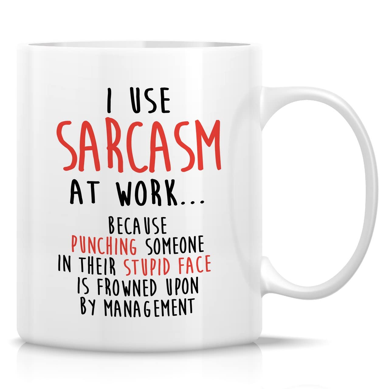 Retreez Funny Mug - I Use Sarcasm at Work 11 Oz Ceramic Coffee Mugs - Funny, Sarcasm, Sarcastic, Humor, Inspirational, Motivational birthday gifts for friends, colleagues, coworkers him her men women