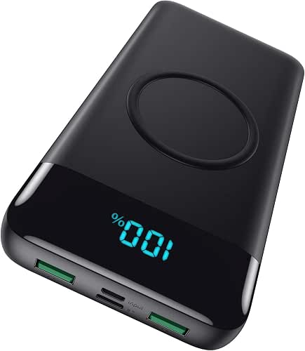 Wireless Portable Charger 30,800mAh,15W Wireless Charging USB C Power Bank,25W