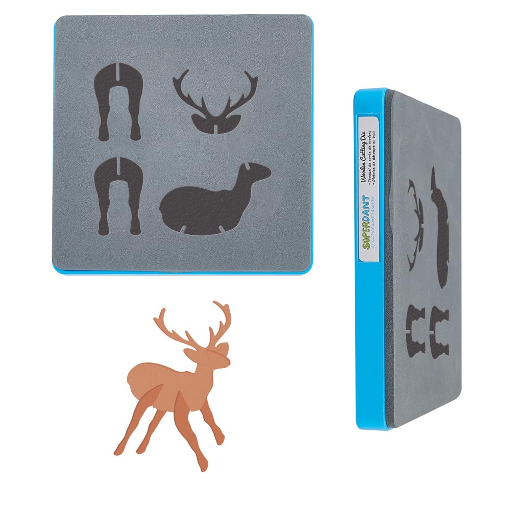 SUPERDANT Christmas Moose Leather Cutting Dies Animal Elk Decoration Die Cuts DIY Wooden Die Cutter Christmas Deer Leather Dies Ornament Crafts Tool for Crafters X-mas Party Decorations