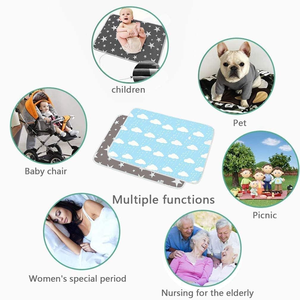 Wasserdichte Baby-Wickelunterlage, multifunktional, für Mädchen, Jungen, Neugeborene, 100 % auslaufsichere Damenbinden für Zuhause und Outdoor, Reisen, Premium-Einlagen, 50 x 70 cm, Grau und Blau
