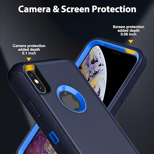Miniatura 3 de Funda para iPhone XiPhone Xs con 2 protectores de pantalla de vidrio templado, grado militar 3 en 1, resistente a prueba de golpes, caídas y polvo