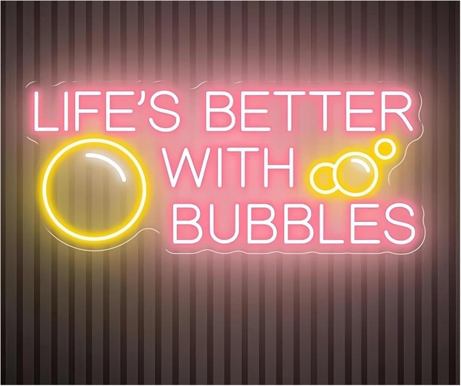 Wexxaii neon Light Sign Soothing Ambiance Lamp Life is Better with Bubbles, Neon Sign, Wall Decor, Champagne(G)