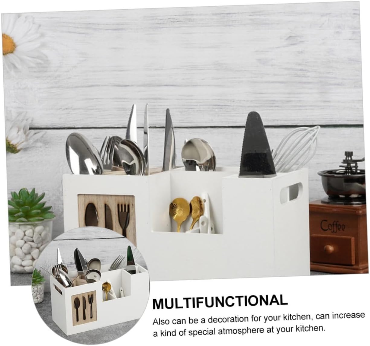 ABOOFAN 1Pc Utensil Holder for Kitchen Countertop Stylish Cutlery Organizer Rack Storage Box Scratch Resistant Design for Utensil Organization