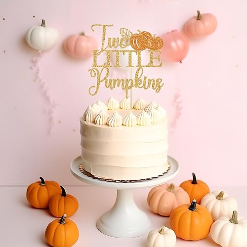 Miniatura 2 de Two Little Pumpkins Cake Topper, Twins Birthday Cake Decor, Boys Girls Little Pumpkin Decor, Fall Twins Baby Shower Gender Reveal Party Decorations,