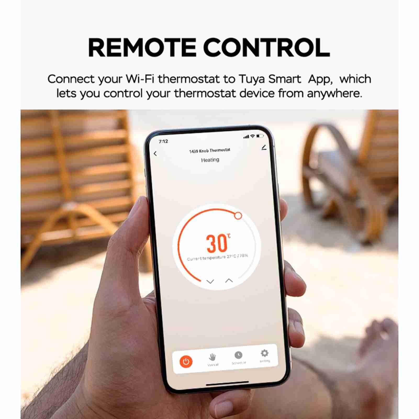 Termostato inteligente con control de temperatura WiFi con pantalla de 1,35 pulgadas para el hogar, 7 luces de ambiente, compatible con calefacción de agua, suelo radiante, caldera de gas