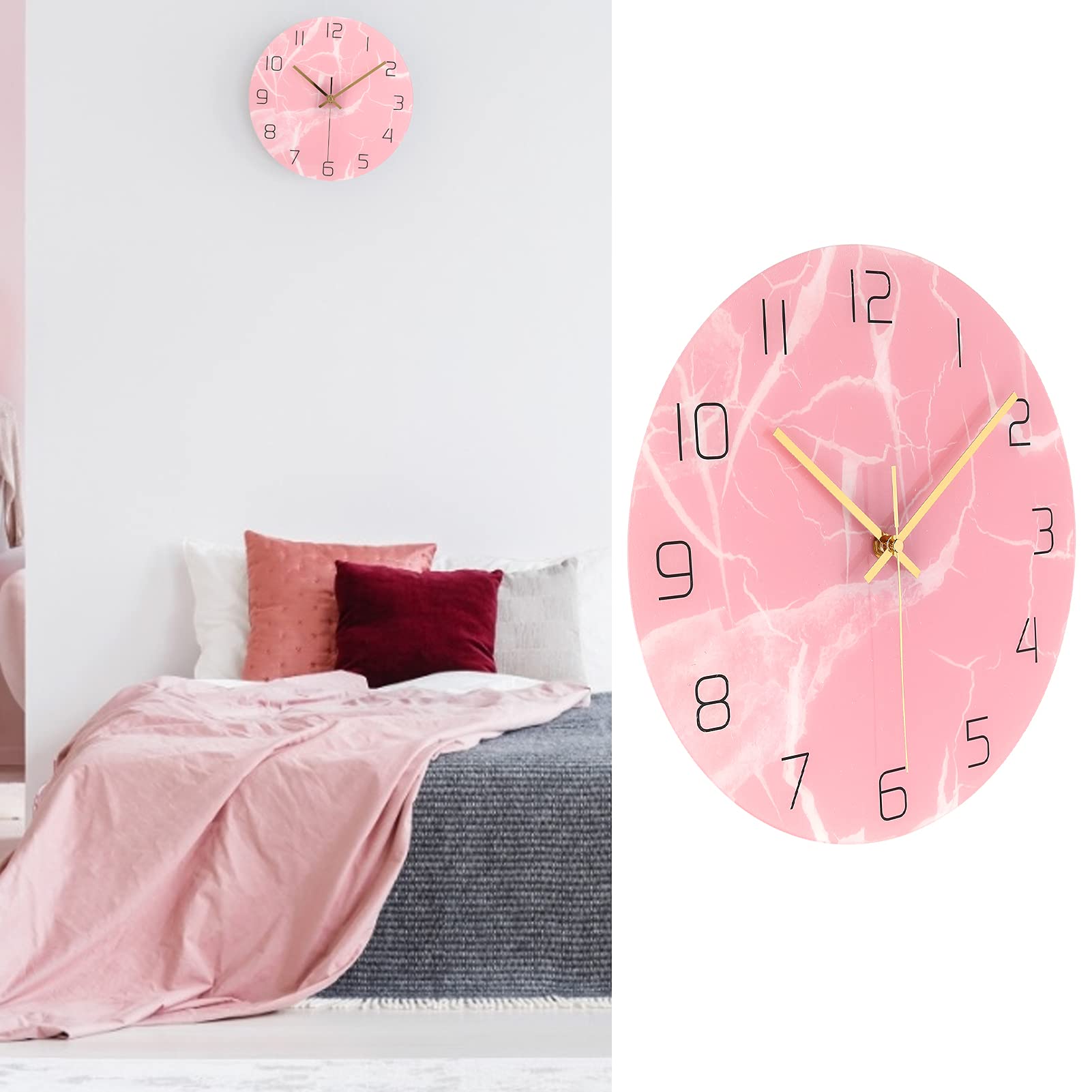 MIJOMA Wandklok rond 22,5 cm stil kwartsuurwerk modern design met wit