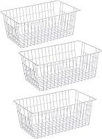 Vista 10 de Cesta organizadora de alambre para almacenamiento de metal, para despensa, grande, para armarios de cocina, despensa, congelador, baño, armarios