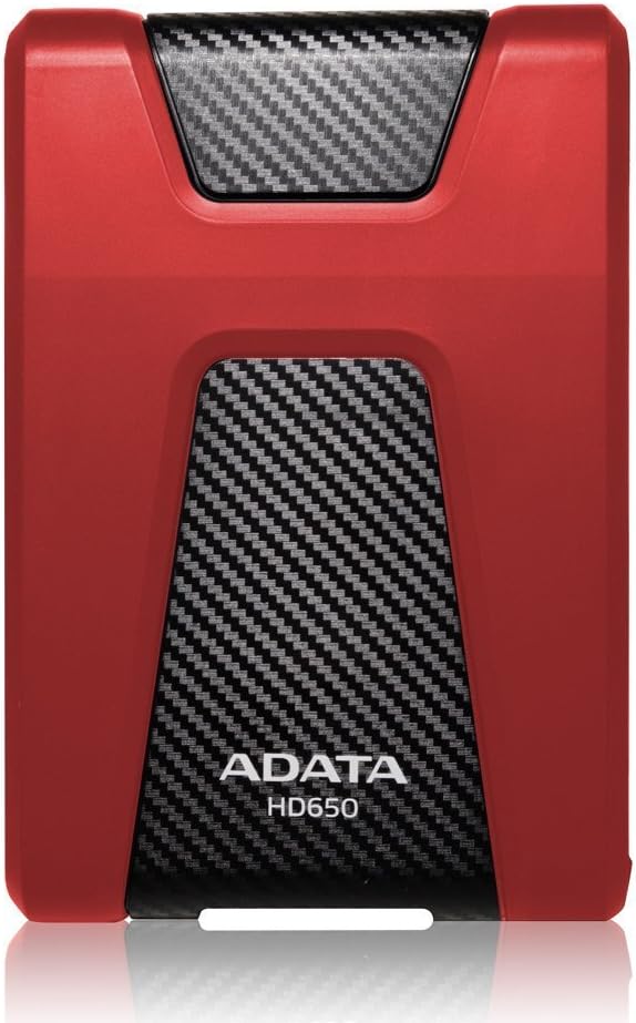 ADATA HD650 1TB Anti-Shock External Hard Drive, Red (AHD650-1TU3-CRD)