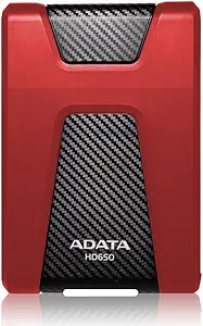 ADATA HD650 1TB Anti-Shock External Hard Drive, Red (AHD650-1TU3-CRD)