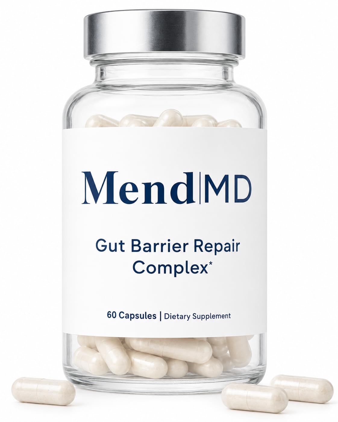 Gut Barrier Repair Complex, Acid Reflux Capsules with Sodium Alginate, Zinc-L-Carnosine, DGL Licorice & Ginger, Gut Lining & Post-Meal Digestive Comfort, 60 Capsules Unflavored