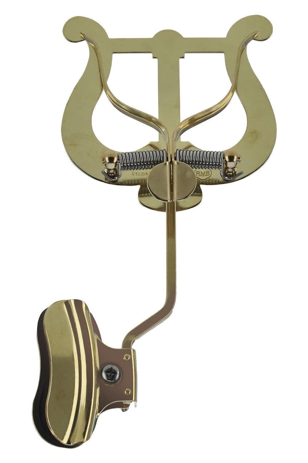 GEWA Marching Music Holder Trombone - Brass - Large Lyra - 2 Pushers - With Clamp for Bell Attachment