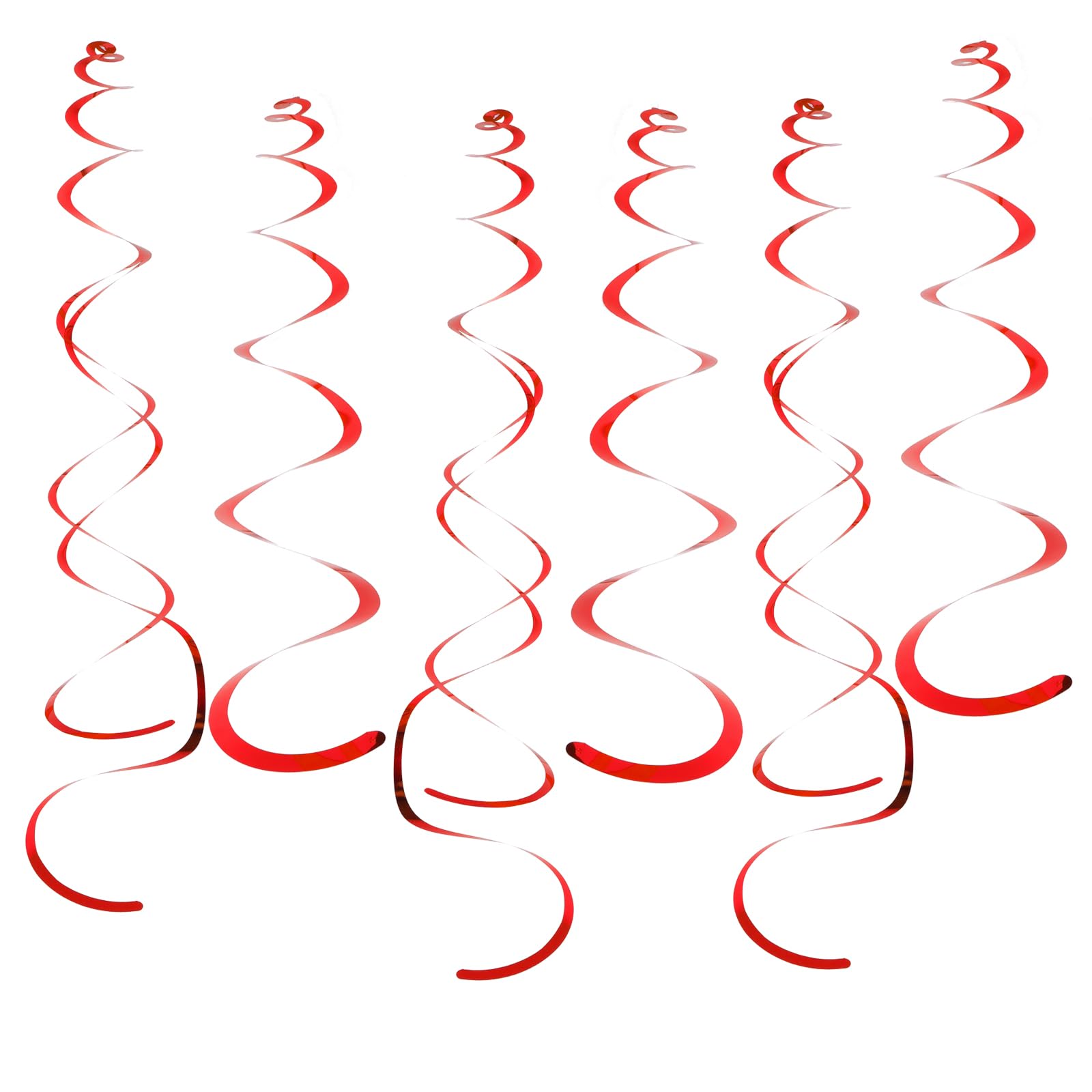 Fumwase Party Swirl Decorations Red Shinny Foil Hanging Swirl Decorations Plastic Streamer for Ceiling Plastic Streamer for Party Decorations Metallic Hanging Swirl Pack of 30