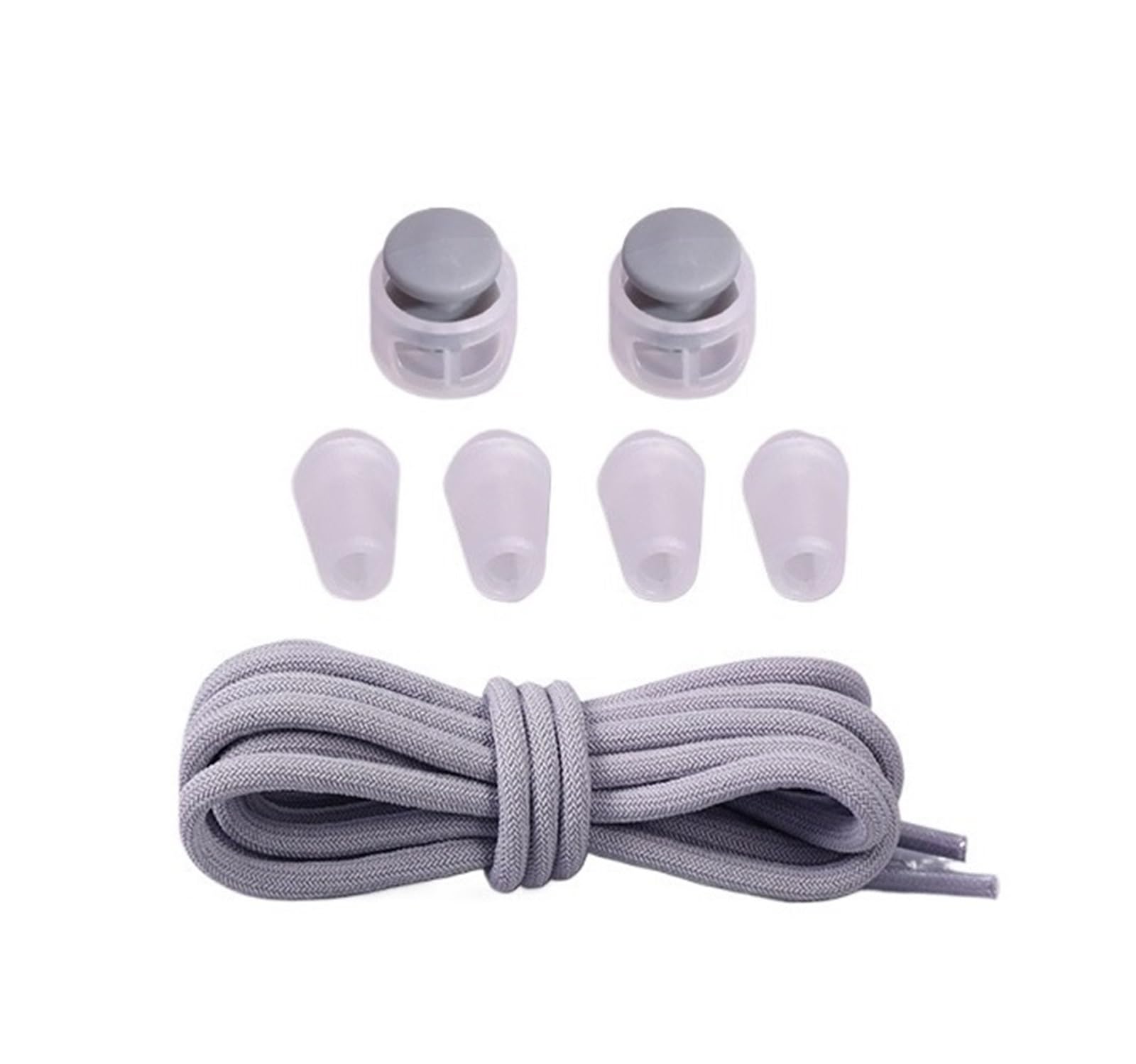 scarpe, lacci elastici, Lacci for scarpe elastici con fibbia in pizzo pigro chiusura rotonda senza cravatta lacci for scarpe bambini adulti lacci pigri scarpe da ginnastica in gomma lacci(Light Grey)