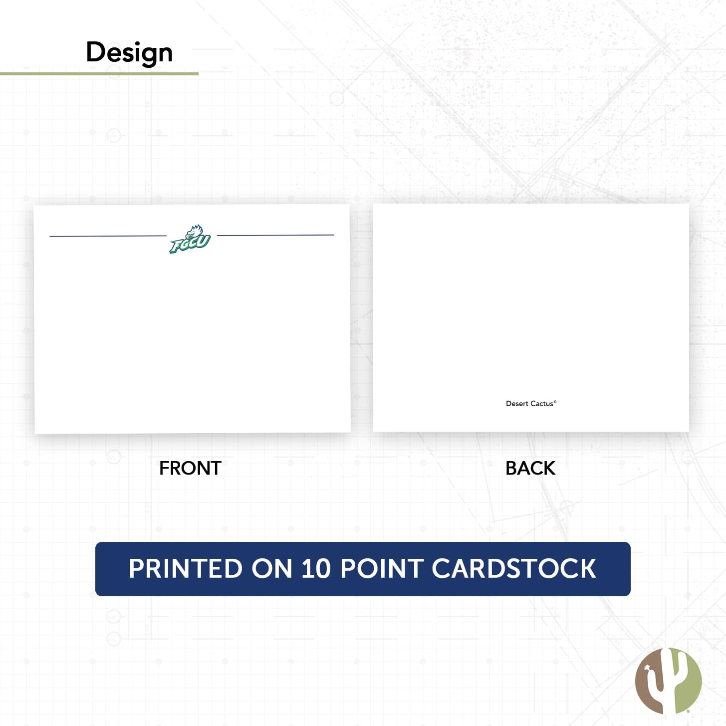 Desert Cactus Florida Gulf Coast University 10 Pack Notecards Stationery Cardstock FGCU Eagles Includes Envelopes Memo Party Thank You (Notecard 1a)