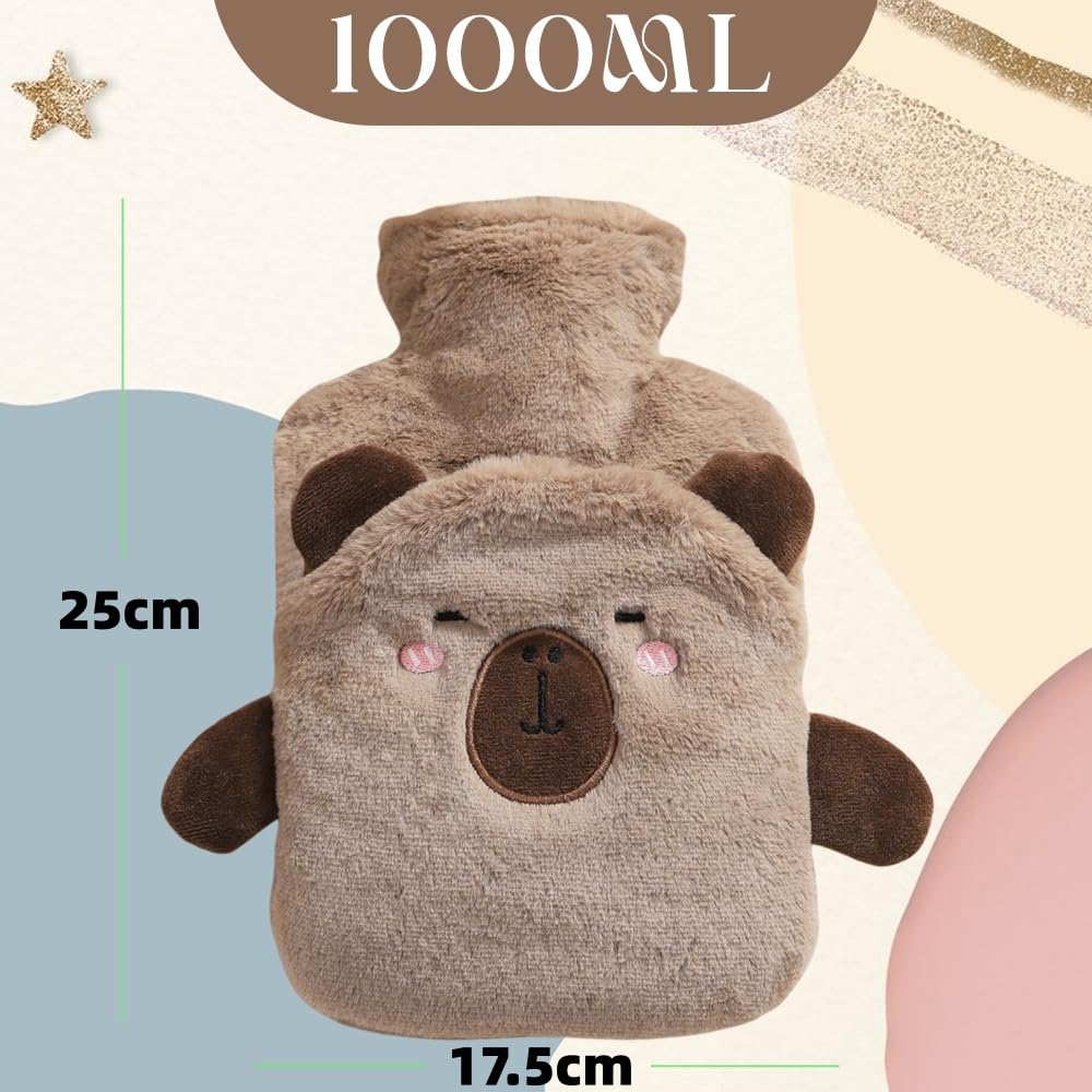 Bolsa Agua Caliente, Bolsa de Agua Caliente de Felpa Delicada y Espesa, Pequeña con Tapa, 100% a Prueba De Explosiones y Fugas, Linda Bolsas De Agua Caliente con Forma de Conejillo de Indias