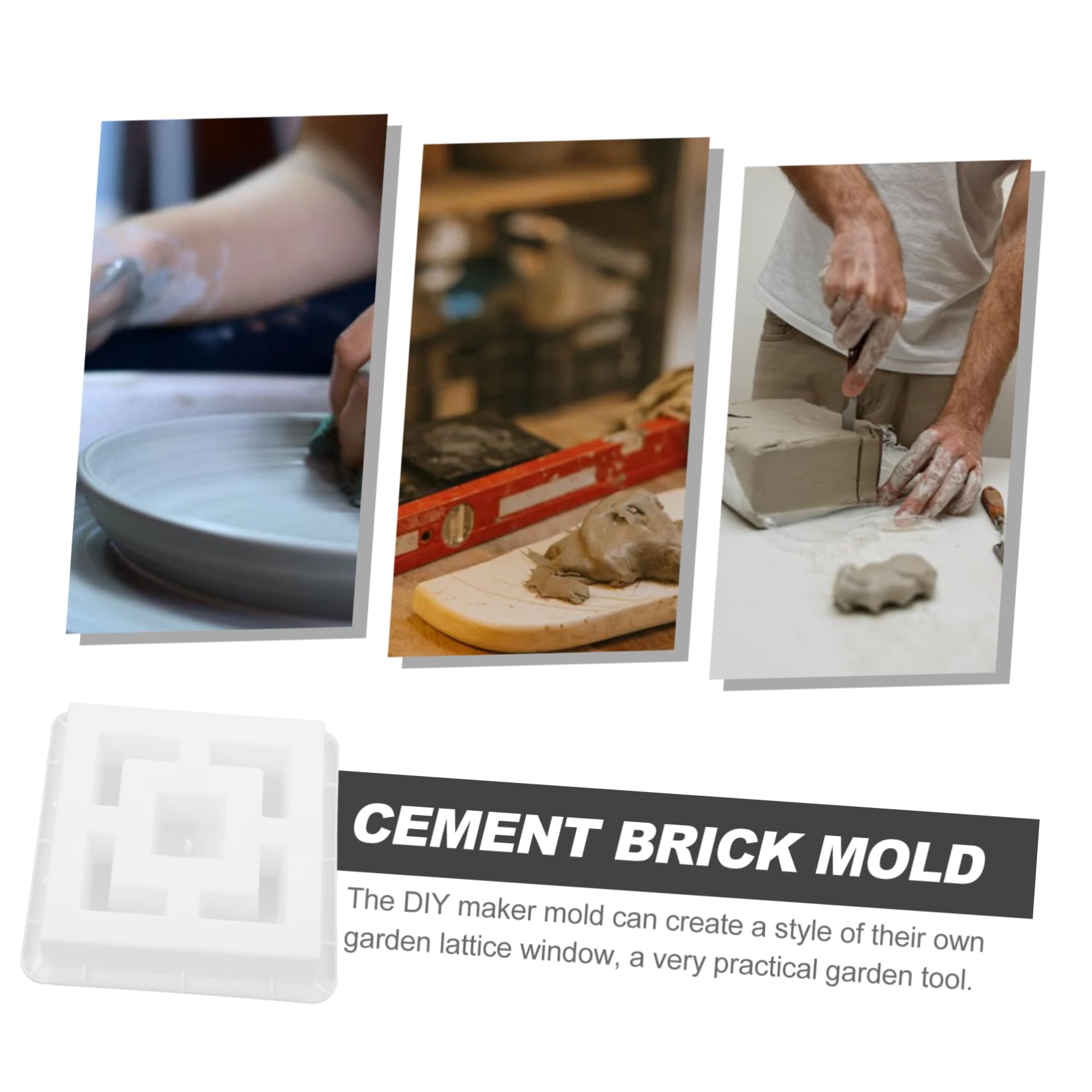 HEMOTON Moule à Ciment en Plastique Blanc pour Briques en Béton Motif à Croisillons, Facile à Utiliser et Nettoyer, pour Chemins et Décoration de Jardin