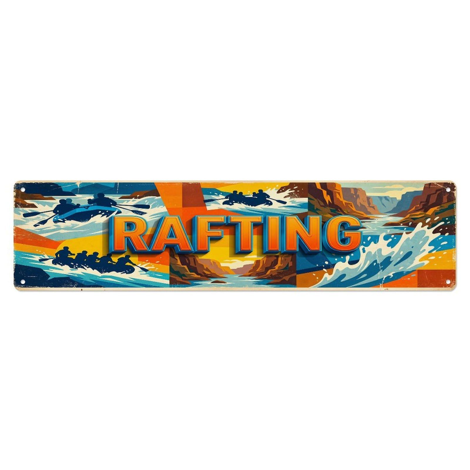 Olhnbad 4X16inch(10X40cm) Vintage Rafting Outdoor Activity Sports Metal Tin Sign
