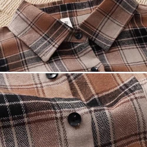 Summer Cardigans for Women Lightweight Plaid Long Sleeve Button Down Shirts Oversized Boho Beach Cover Up Outerwear4