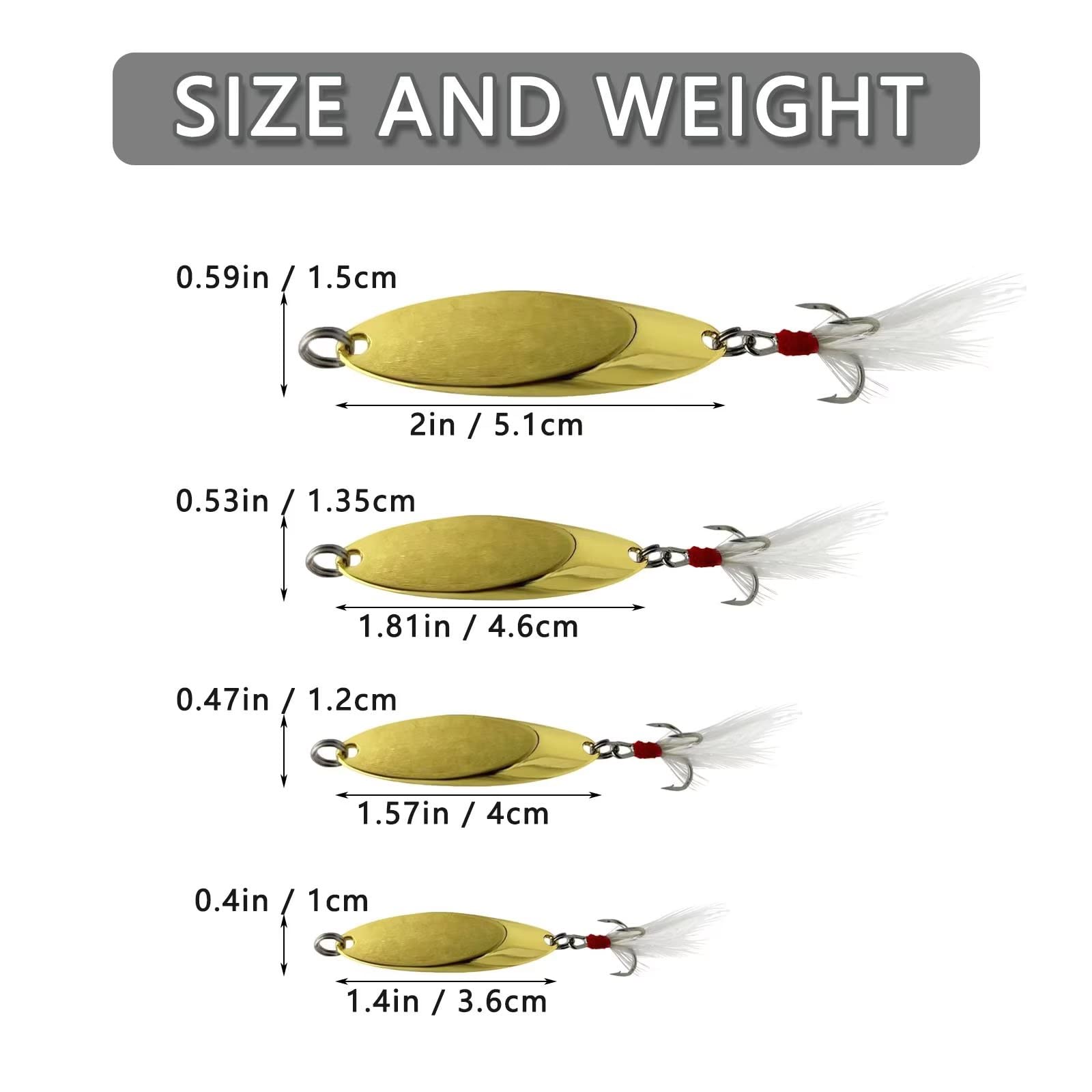 Fishing Spoons Fishing Lures Casting Spoon Metal Jig Lure Trout Lures for Freshwater/Saltwater, Reflective Spoons Bait with Treble Hooks Fishing Tackle 5 Pcs