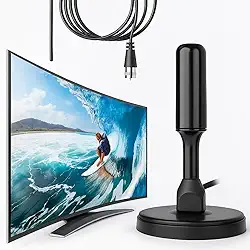 Antena Digital Interna Externa Amplificada, HDTV 4K, UHF/VHF/FM, Resistente à Água, com Cabo 5 Metros e Imã, Compatível com Smart TV, LED, LCD, 3D C7 company