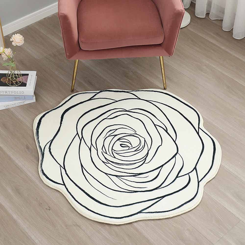 Runder Teppich mit Blumenmuster Weich Dicker Teppich Klein Teppich Waschbar in Waschmaschine für Schlafzimmer Wohnzimmer Esszimmer Balkon,∅ 200 cm