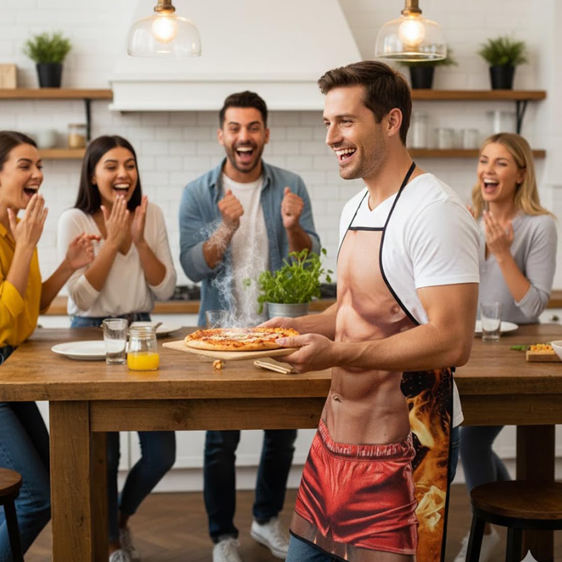 Męski fartuch do grillowania, seksowny fartuch kuchenny, zabawny fartuch kuchenny, świąteczny fartuch do grillowania 3D, pomysł na prezent dla mężczyzn, prezent walentynkowy, 80 x 60 cm